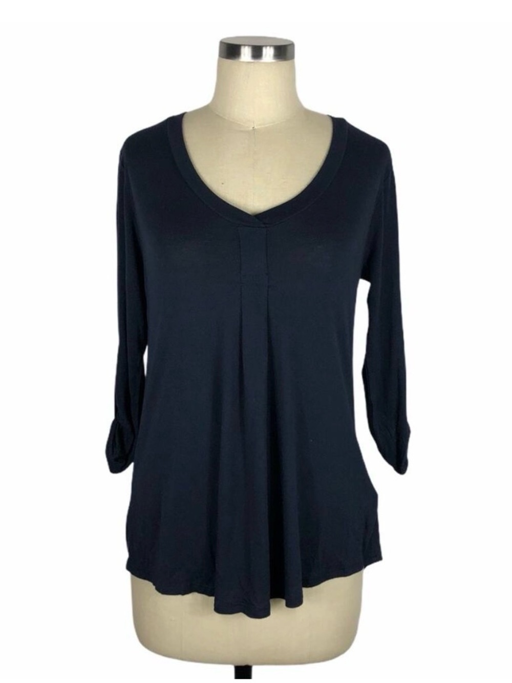 J.Jill Wearever Basic Navy Blue VNeck Long Sleeve Relaxed Fit Active Top Lounge